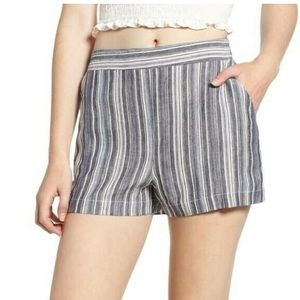 grey / gray & white striped socialite linen shorts